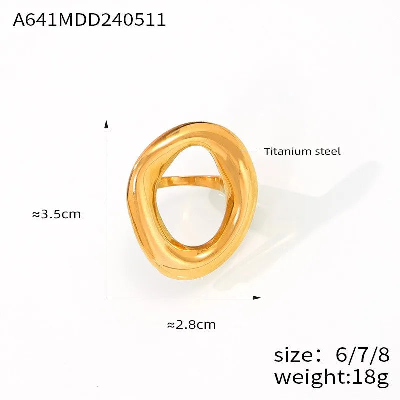 Gold Plated 316L Stainless Steel Big Ring for Women