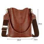 Large-Capacity Crocodile Pattern Leather Crossbody Bag  Clean Vanilla Store