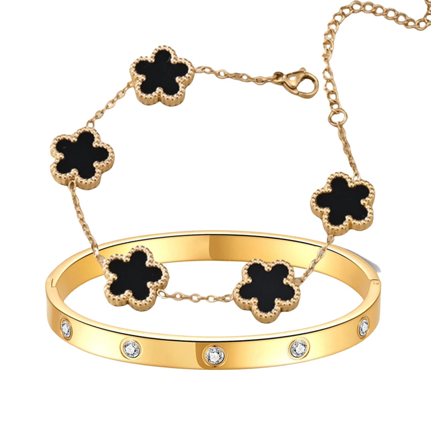 2pcs Sparkle Stainless Steel Bracelets for Women
