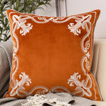 Luxury Embroidered Velvet Cushion Cover Navy Blue Brown Gray  Clean Vanilla Store