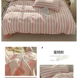 Washed Cotton Crepe Striped Quilt Set with Pillowcases 3-4