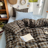 Bedding Set Ins Ambiance Blue Coffee Grid, 4-Piece Set