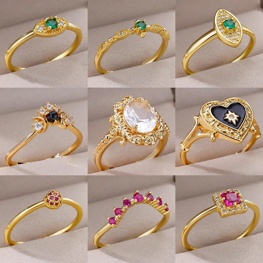Gold Color Stainless Steel Adjustable Heart Ring
