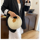 Casual Straw Woven Spherical Handbag for Women