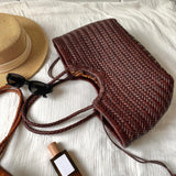 Genuine Leather Hand-Woven Vintage Tote Bag