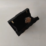 White Marble Black Striped Acrylic Box Clutch Handbag