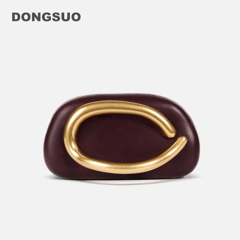 Gold Closure Box Clutch Bag for Women Evening Party