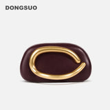 Gold Closure Box Clutch Bag for Women Evening Party