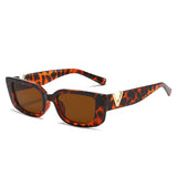 Retro Rectangle Sunglasses Unisex with V-Shaped Foots
