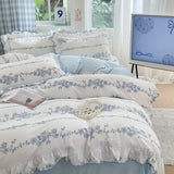 4pcs Floral Korean Lace Duvet Cover Set