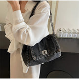 Denim Chain Crossbody Bag for Daily Work & Travel
