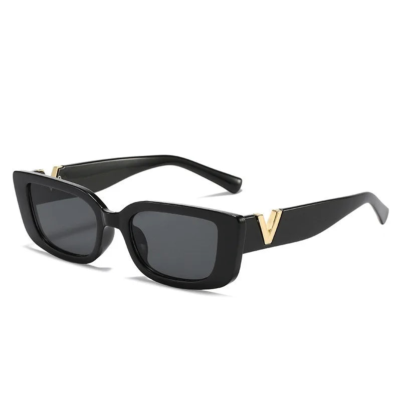 Retro Rectangle Sunglasses Unisex with V-Shaped Foots