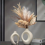 Hollow Nordic Modern Ceramic Vase Set of 2  Clean Vanilla Store