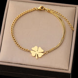 Stainless Steel Lucky Clovers Pendant Bracelet for Women