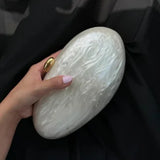 Egg Shell Clutch Bag with Pearl Detail for Parties