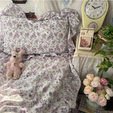 Korean Princess Floral Ruffles Bedding Set, 4 Pcs