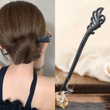 New Women Fashion Simple Black Wood Hairpin