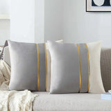 Blue Velvet Gold Bar Cushion Case Set of 2