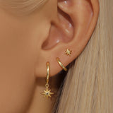 Fashion Stainless Steel Star Drop Earrings Set - 3 Piece