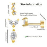 6Pcs Tiny Hypoallergenic Stainless Steel Stud Earrings