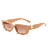Retro Rectangle Sunglasses Unisex with V-Shaped Foots