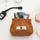 Corduroy Elastic Storage Bag for Women - Large Capacity