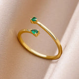 Gold Color Stainless Steel Adjustable Heart Ring