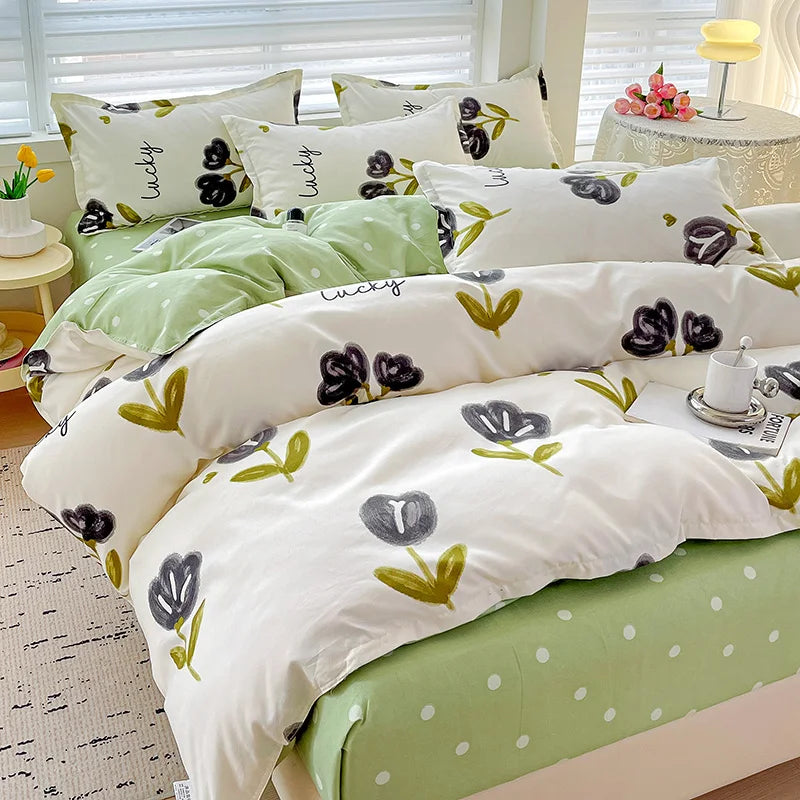 Fresh Style 100% Cotton Bedding Set 4pcs