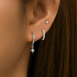 Fashion Stainless Steel Star Drop Earrings Set - 3 Piece