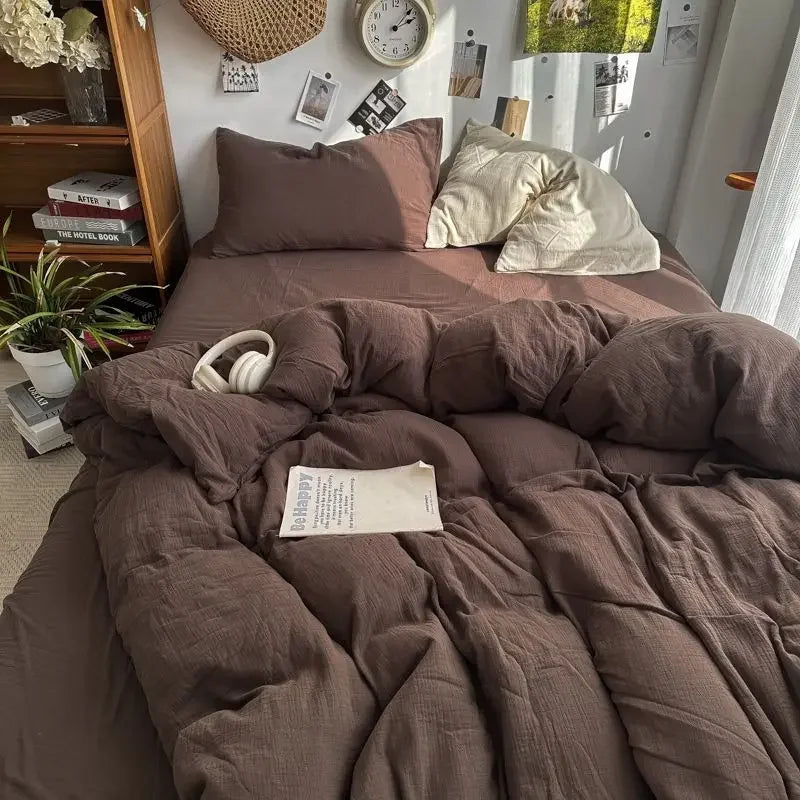Bedding Set Ins Ambiance Blue Coffee Grid, 4-Piece Set
