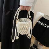 Pearl Handle Mini Bucket Bag for Women 2023