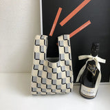 Designer Plaid Woven Shoulder Bag Tote Chic