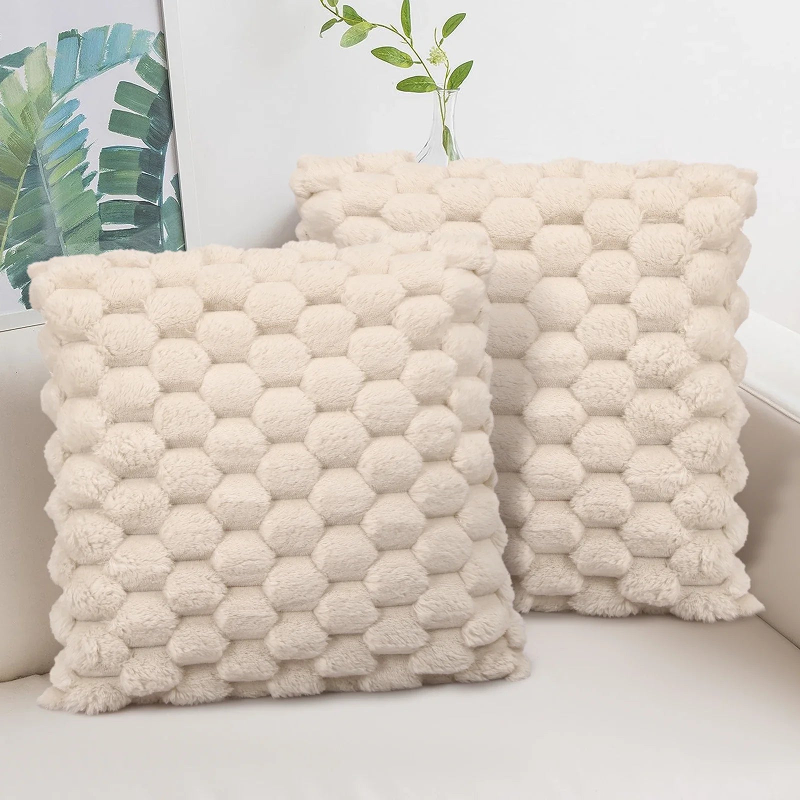 Super Soft Cozy Faux Fur Throw Pillow Covers 2pcs