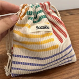 Colorful Striped Small Corduroy Cosmetic Bag