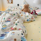 Korean Style Blue Letter Bedding Set for All Sizes 4 pcs