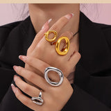 Gold Plated 316L Stainless Steel Big Ring for Women