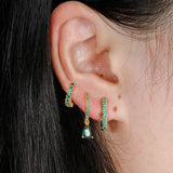 3PCS Water Drop Pendant Hoop Earrings Set for Women