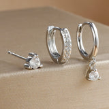 Fashion Stainless Steel Star Drop Earrings Set - 3 Piece