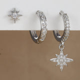 Fashion Stainless Steel Star Drop Earrings Set - 3 Piece