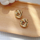 Geometry Twists UV Golden Stud Earrings for Women