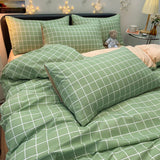 Nordic Plaid Wash Cotton Bedding Set, 4 Pcs