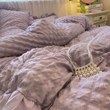 Kawaii INS Girl Blue Bedding Set with Ruffles 4 pcs