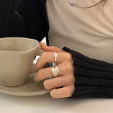 VENTFILLE 925 Sterling Silver Water Droplets Cross Ring
