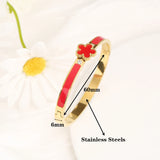 6 Colors Luxury Stainless Steel Flower Bangle