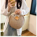 Casual Straw Woven Spherical Handbag for Women