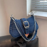 Chic Denim Tote Shoulder Bag for Women, Casual Style