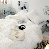 Kawaii INS Girl Blue Bedding Set with Ruffles 4 pcs