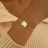 Stainless Steel Lucky Clovers Pendant Bracelet for Women