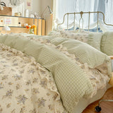 Korean Lace 100% Cotton Duvet Cover Set, 3pcs