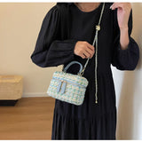 Fashion Plaid Print Tweed Crossbody Bag for Women